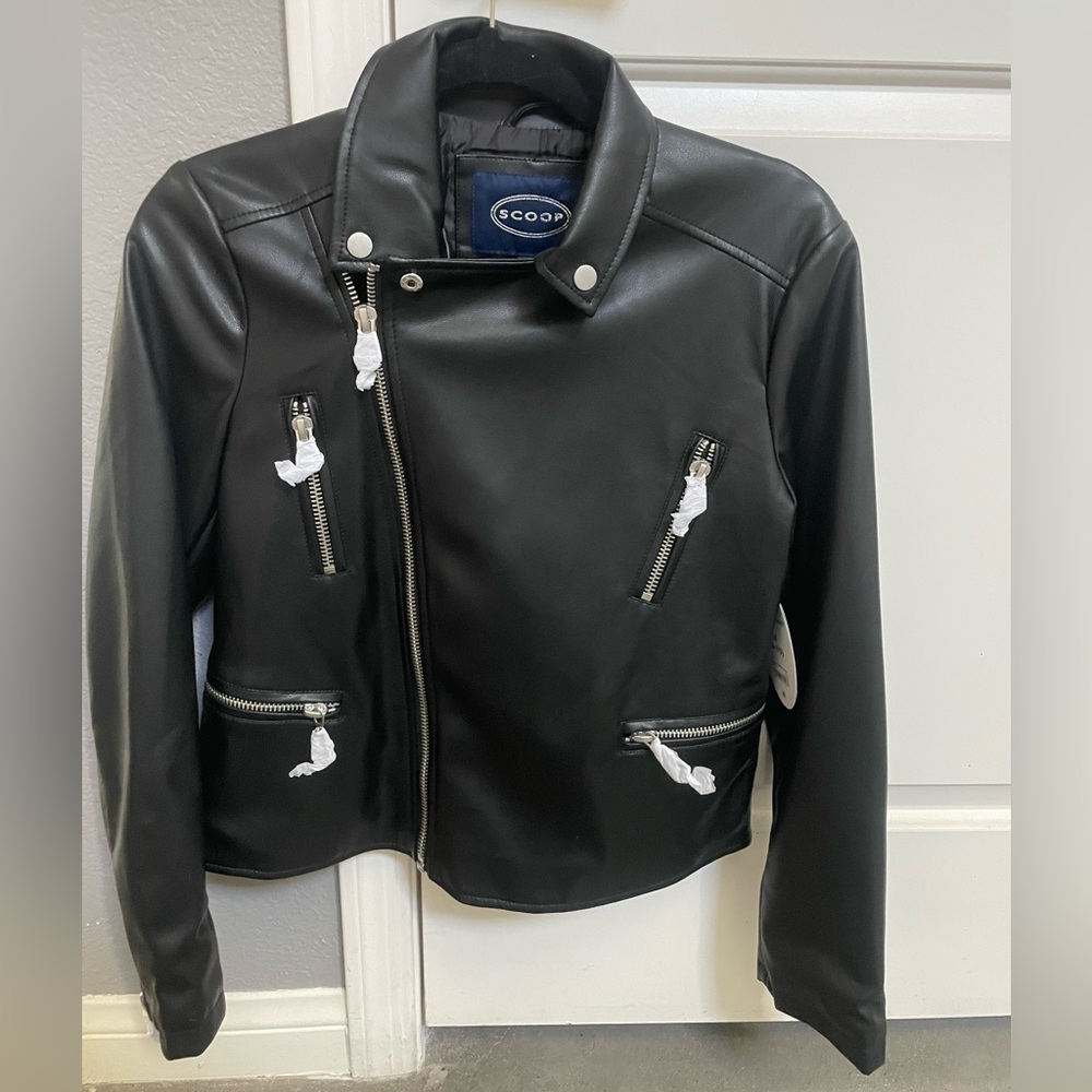 Scoop Black Faux Leather Jacket
